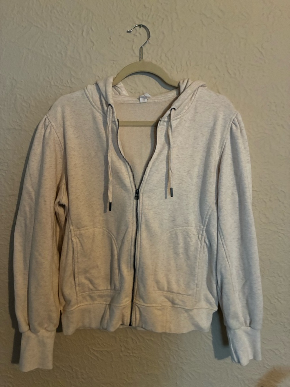 Anthropology Daily Practice Light Heather Gray Zip Hoodie with Drawstring